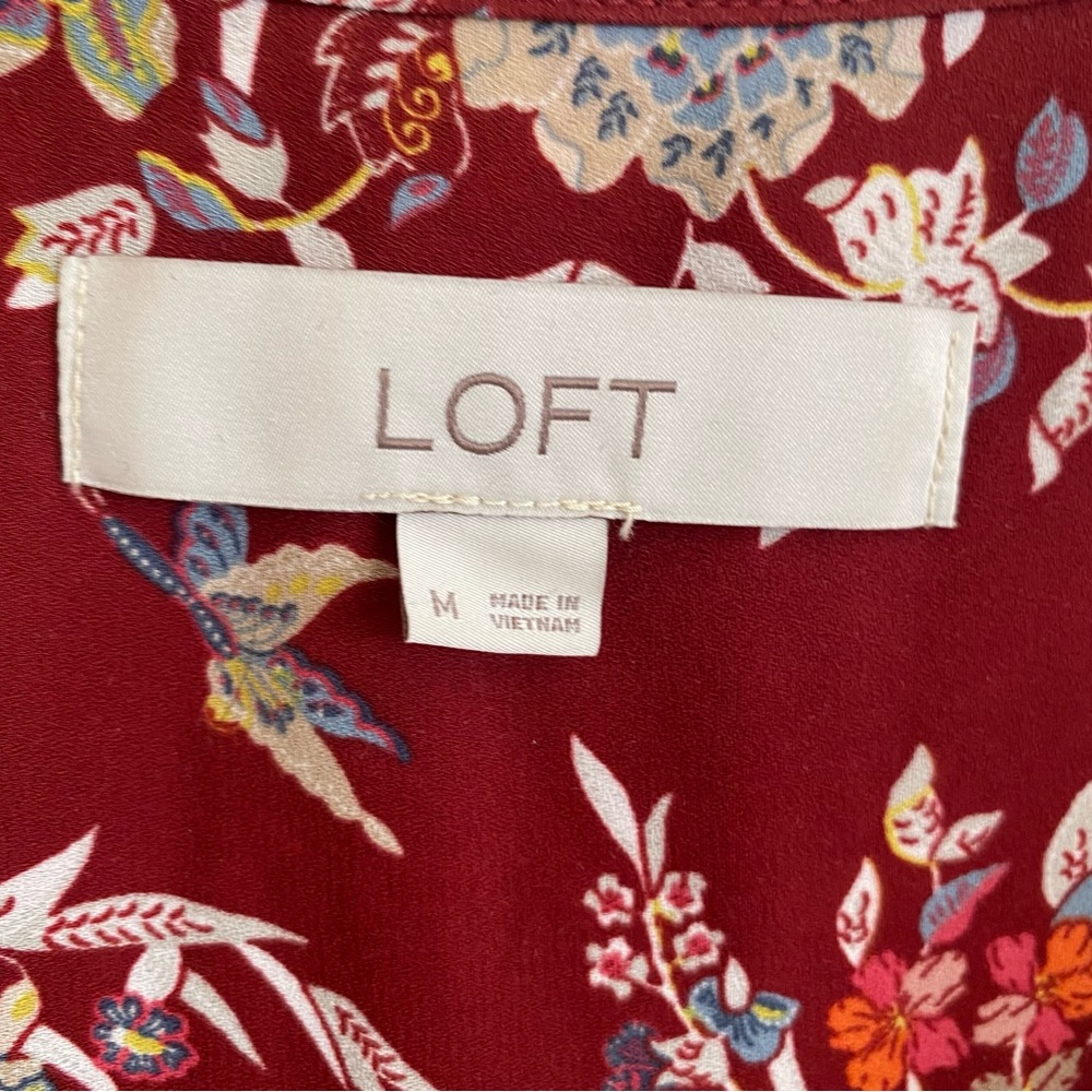 LOFT long sleeve blouse with a peplum style & front tie neck. Size-Medium - Picture 3 of 4